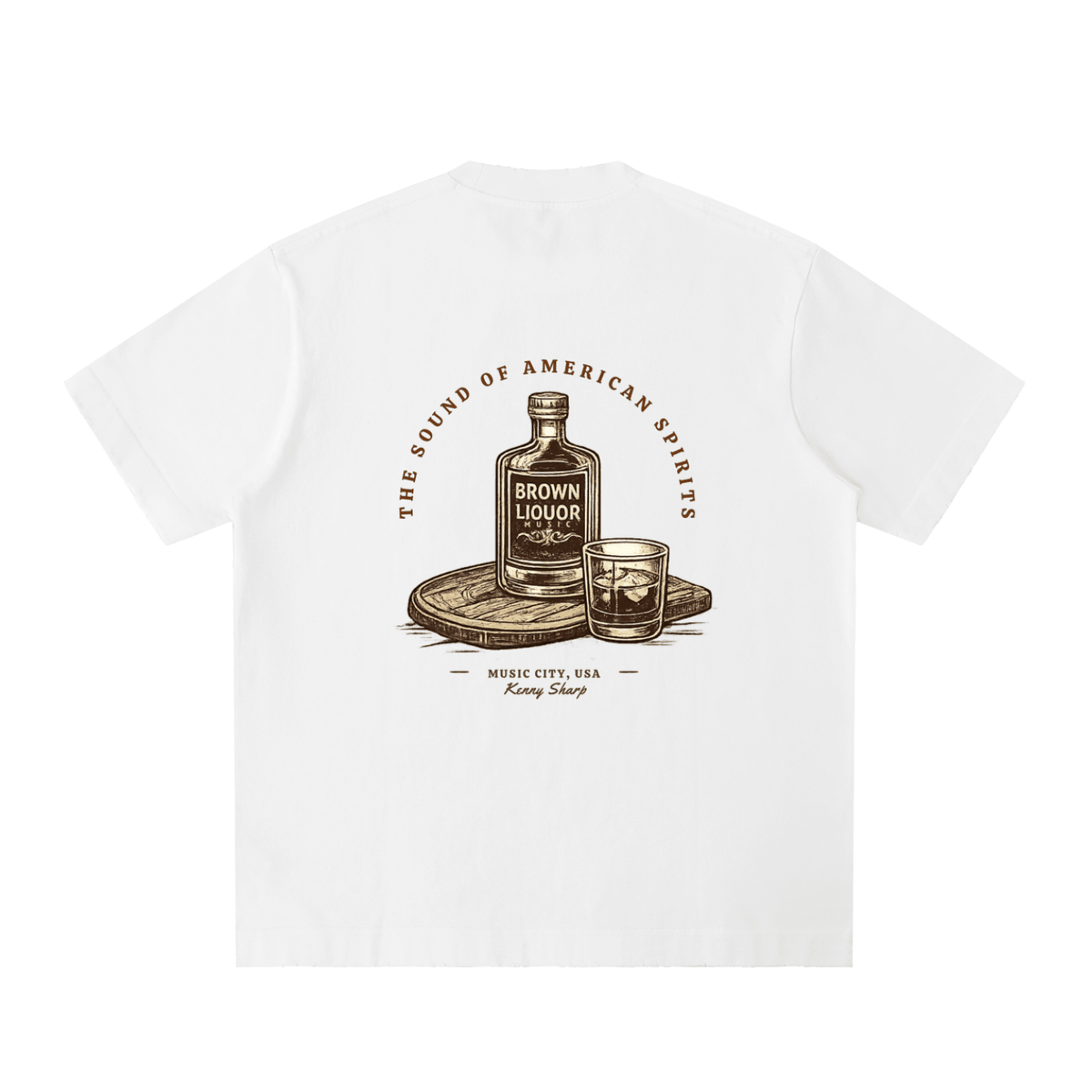 Heavyweight Vintage Washed Frayed T-Shirt - Kenny Sharp - Kenny Sharp - Brown Liquor Music