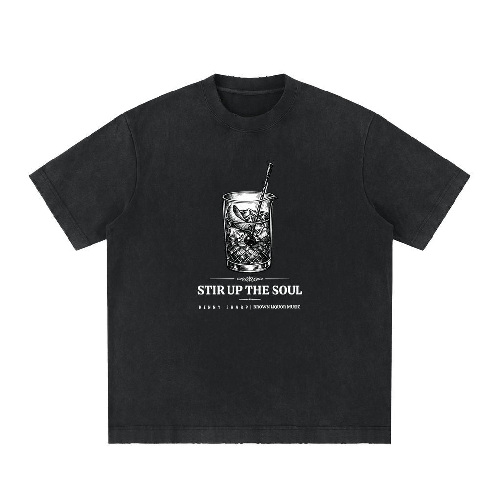 Heavyweight Vintage Washed Frayed T-Shirt - Kenny Sharp - Kenny Sharp - Brown Liquor Music