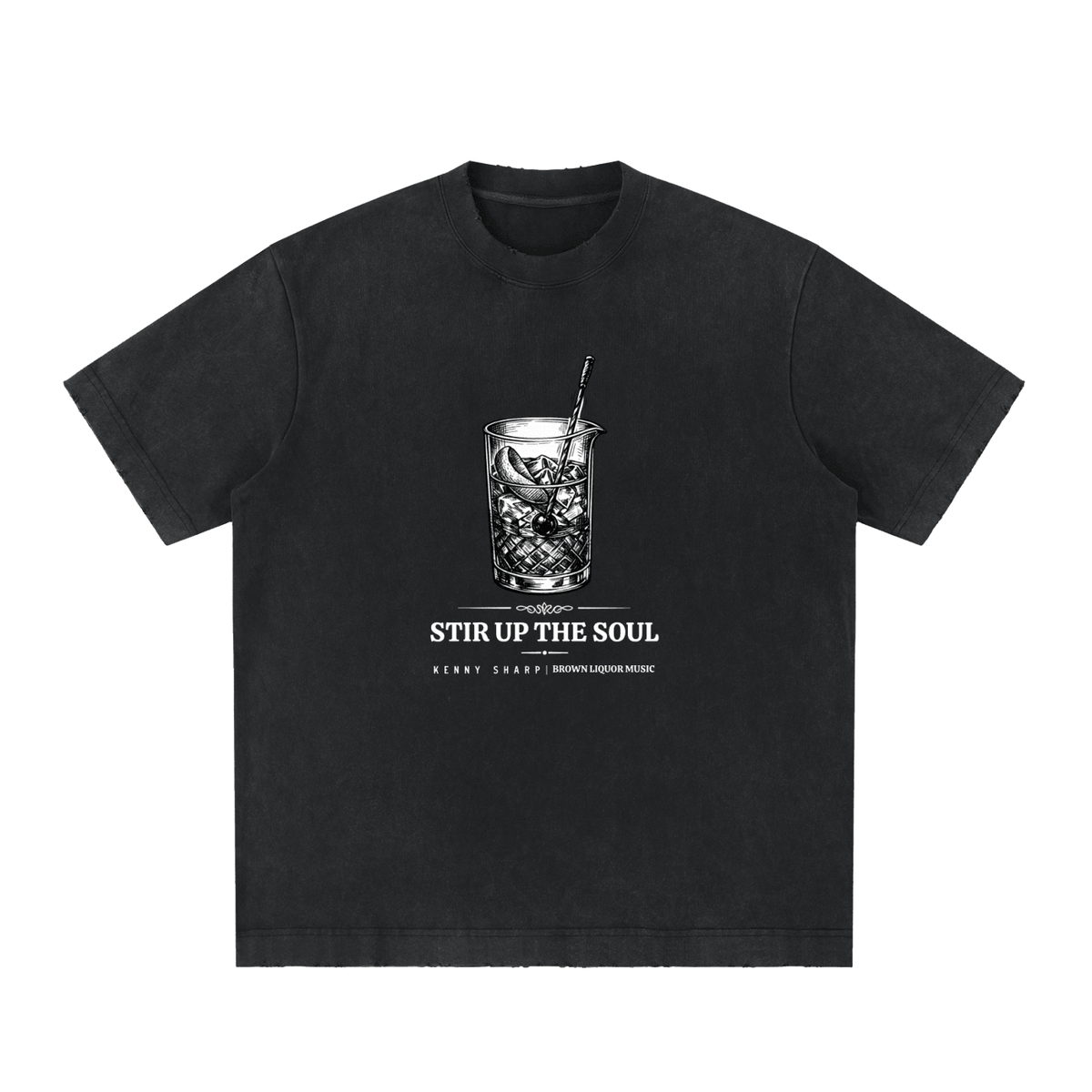 Heavyweight Vintage Washed Frayed T-Shirt - Kenny Sharp - Kenny Sharp - Brown Liquor Music