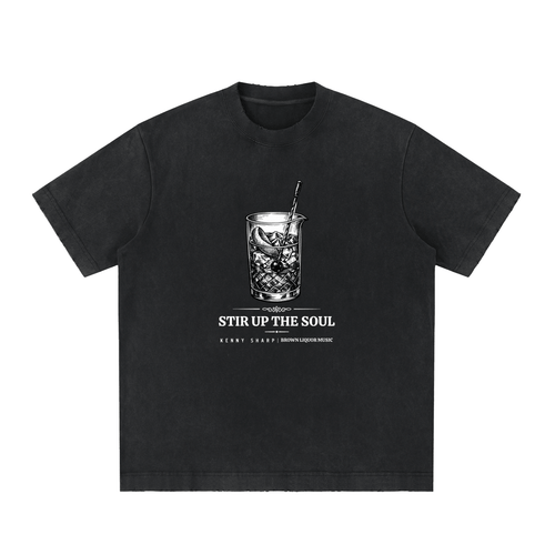 Heavyweight Vintage Washed Frayed T-Shirt - Kenny Sharp - Kenny Sharp - Brown Liquor Music