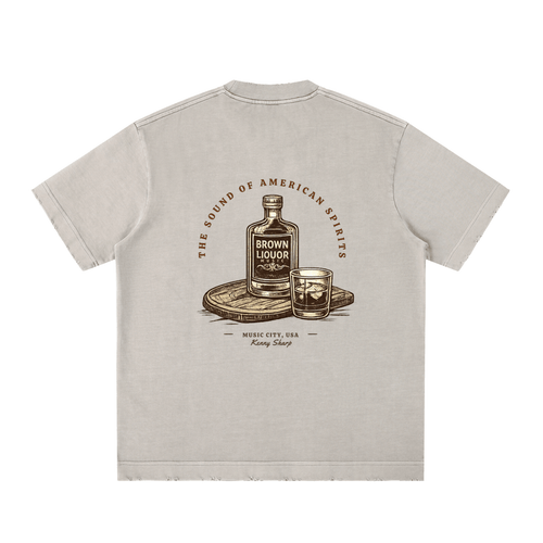 Heavyweight Vintage Washed Frayed T-Shirt - Kenny Sharp - Kenny Sharp - Brown Liquor Music