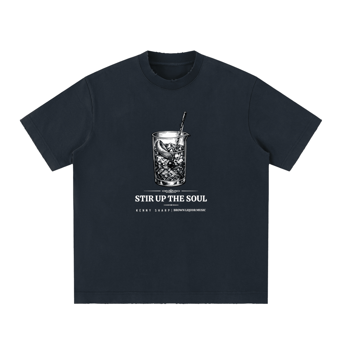 Heavyweight Vintage Washed Frayed T-Shirt - Kenny Sharp - Kenny Sharp - Brown Liquor Music