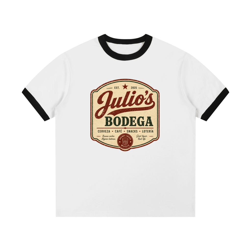 Julio's Bodega Edge Ribbed Crewneck T-Shirt - Kenny Sharp - Kenny Sharp - Brown Liquor Music